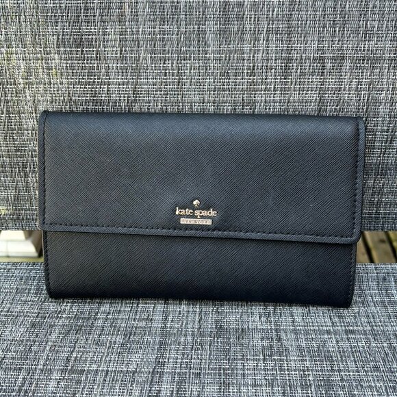 kate spade Handbags - Kate Spade New York Black Saffiano Leather Clutch Wallet